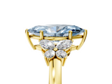 Yellow gold Fancy Blue Marquise  Cut Solitaire Floral Diamond Ring with Four-Prong Setting_59