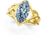 Yellow gold Fancy Blue Marquise Cut Solitaire Intertwined Band Prong Setting Ring_1