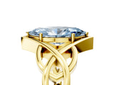 Yellow gold Fancy Blue Marquise Cut Solitaire Intertwined Band Prong Setting Ring_5