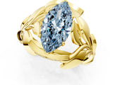 Yellow gold Fancy Blue Marquise Cut Solitaire Leaf-Inspired Engagement Ring with Prong Setting_13