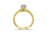 Yellow gold Fancy Blue Marquise Cut Solitaire Milgrain Engraved Band with Four-Prong Setting_3