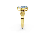 Yellow gold Fancy Blue Marquise Cut Solitaire Milgrain Leaf Band with Prong Setting_2