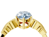Yellow gold Fancy Blue Marquise Cut Solitaire Milgrain Leaf Band with Prong Setting_4