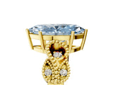 Yellow gold Fancy Blue Marquise Cut Solitaire Milgrain Leaf Band with Prong Setting_5