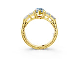 Yellow gold Fancy Blue Marquise Cut Solitaire Princess Side Stone Engraved Band Prong Setting Ring_3
