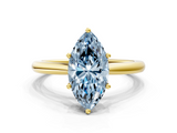 Yellow gold Fancy Blue Marquise  Cut Solitaire Ring with Cathedral Band and Four-Prong Setting_93