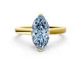 Yellow gold Fancy Blue Marquise  Cut Solitaire Ring with Four-Prong Setting and Classic Band_28