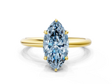 Yellow gold Fancy Blue Marquise  Cut Solitaire Ring with Thin Band and Four-Prong Setting_16