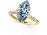 Yellow gold Fancy Blue Marquise Cut Solitaire Split Shank Pave Diamond Engagement Ring with Four-Prong Setting_1