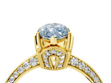 Yellow gold Fancy Blue Marquise Cut Solitaire Split Shank Pave Diamond Engagement Ring with Four-Prong Setting_4