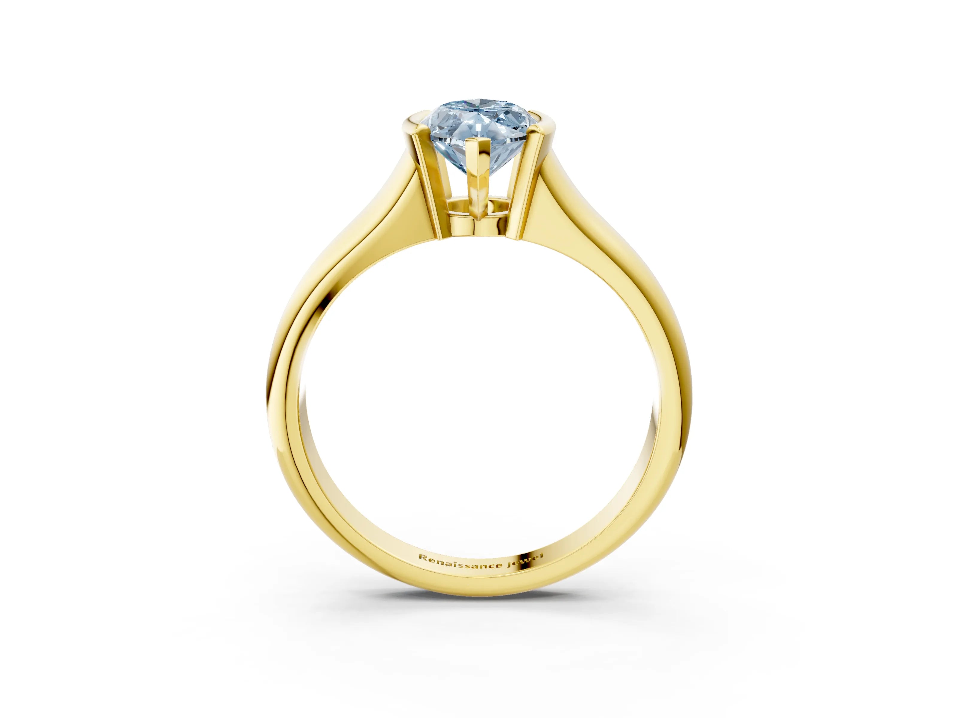 Yellow gold Fancy Blue Marquise Cut Solitaire Tension Set Diamond Ring with Split Shank Band_3