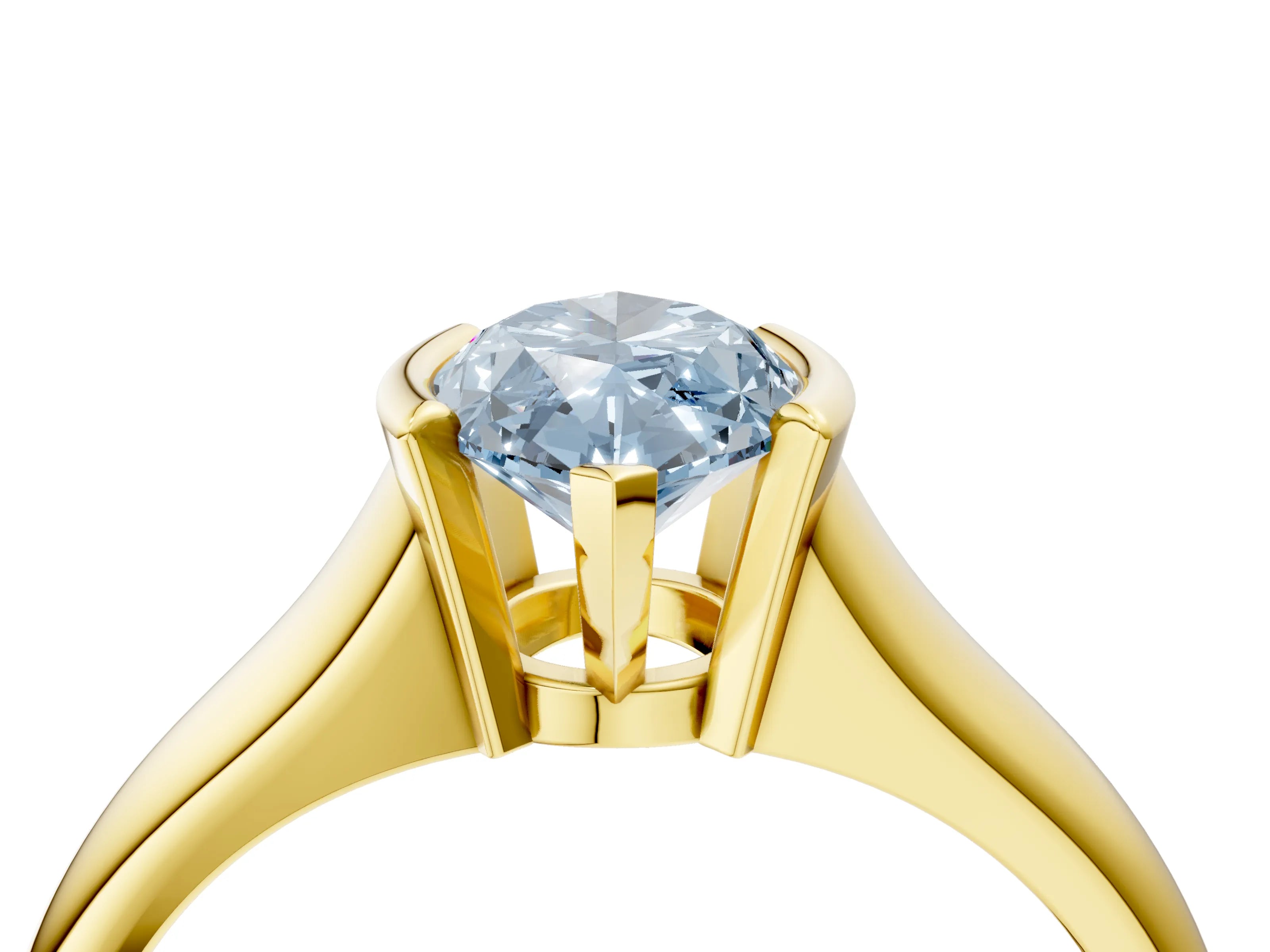 Yellow gold Fancy Blue Marquise Cut Solitaire Tension Set Diamond Ring with Split Shank Band_4