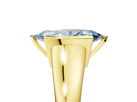 Yellow gold Fancy Blue Marquise Cut Solitaire Tension Set Diamond Ring with Split Shank Band_5