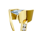 Yellow gold Fancy Blue Marquise Cut Solitaire Tension-Set Diamond Split Shank Ring_5
