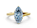 Yellow gold Fancy Blue Marquise  Cut Solitaire Twist Band Ring with Four-Prong Setting_35