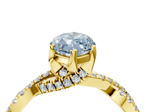 Yellow gold Fancy Blue Marquise Cut Solitaire Twist Pave Diamond Engagement Ring with Prong Setting_4