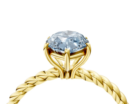 Yellow gold Fancy Blue Marquise Cut Solitaire Twisted Band 4-Prong Ring_4