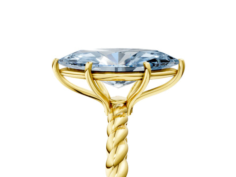 Yellow gold Fancy Blue Marquise Cut Solitaire Twisted Band 4-Prong Ring_5