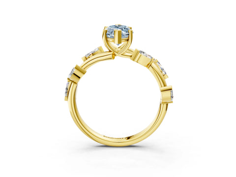 Yellow gold Fancy Blue Marquise Cut Solitaire Twisted Band Marquise Accent Prong Setting Ring_3
