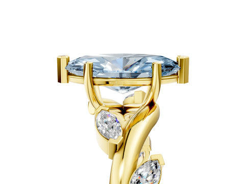 Yellow gold Fancy Blue Marquise Cut Solitaire Twisted Band Marquise Accent Prong Setting Ring_5