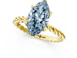 Yellow gold Fancy Blue Marquise  Cut Solitaire Twisted Band with Four-Prong Setting_100