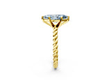 Yellow gold Fancy Blue Marquise  Cut Solitaire Twisted Band with Four-Prong Setting_101