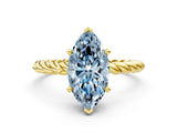 Yellow gold Fancy Blue Marquise  Cut Solitaire Twisted Band with Four-Prong Setting_99