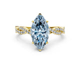 Yellow gold Fancy Blue Marquise Cut Solitaire Twisted Pave Band with Four-Prong Setting_3