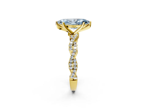 Yellow gold Fancy Blue Marquise Cut Solitaire Twisted Pave Band with Four-Prong Setting_5