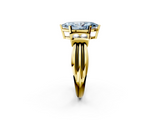 Yellow gold Fancy Blue Marquise  Cut Three-Stone Channel Set Ring with Bar Prongs_66