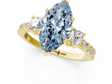 Yellow gold Fancy Blue Marquise  Cut Three-Stone Diamond Pavé Band with Prong Setting_18
