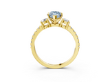 Yellow gold Fancy Blue Marquise  Cut Three-Stone Diamond Pavé Band with Prong Setting_20
