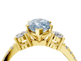 Yellow gold Fancy Blue Marquise  Cut Three-Stone Diamond Pavé Band with Prong Setting_21