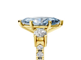 Yellow gold Fancy Blue Marquise  Cut Three-Stone Diamond Pavé Band with Prong Setting_22