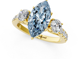 Yellow gold Fancy Blue Marquise  Cut Three-Stone Diamond Pave Band with Prong Setting_37