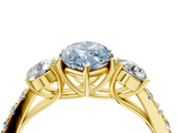 Yellow gold Fancy Blue Marquise  Cut Three-Stone Diamond Pave Band with Prong Setting_40