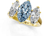 Yellow gold Fancy Blue Marquise Cut Three-Stone Diamond Ring with Prong Setting on a Classic Band_13
