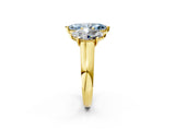 Yellow gold Fancy Blue Marquise Cut Three-Stone Diamond Ring with Prong Setting on a Classic Band_14