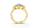 Yellow gold Fancy Blue Marquise Cut Three-Stone Diamond Ring with Prong Setting on a Classic Band_15