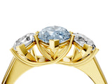 Yellow gold Fancy Blue Marquise Cut Three-Stone Diamond Ring with Prong Setting on a Classic Band_16