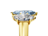 Yellow gold Fancy Blue Marquise Cut Three-Stone Diamond Ring with Prong Setting on a Classic Band_17