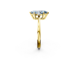 Yellow gold Fancy Blue Marquise  Cut Three-Stone Solitaire Ring with Round Accent Diamonds and Four-Prong Setting_22