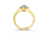 Yellow gold Fancy Blue Marquise  Cut Three-Stone Solitaire Ring with Round Accent Diamonds and Four-Prong Setting_23