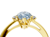Yellow gold Fancy Blue Marquise  Cut Three-Stone Solitaire Ring with Round Accent Diamonds and Four-Prong Setting_24