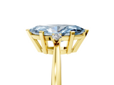 Yellow gold Fancy Blue Marquise  Cut Three-Stone Solitaire Ring with Round Accent Diamonds and Four-Prong Setting_25