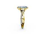 Yellow gold Fancy Blue Marquise  Cut Twist Band Solitaire Diamond Ring with Pavé Setting_5