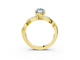Yellow gold Fancy Blue Marquise  Cut Twist Band Solitaire Diamond Ring with Pavé Setting_6