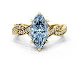 Yellow gold Fancy Blue Marquise  Cut Twisted Pavé Band Solitaire Ring with Four-Prong Setting_55