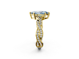 Yellow gold Fancy Blue Marquise  Cut Twisted Pavé Band Solitaire Ring with Four-Prong Setting_57