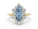 Yellow gold Fancy Blue Marquise  Diamond Cluster Halo Ring with Solitaire Band and Four-Prong Setting_19